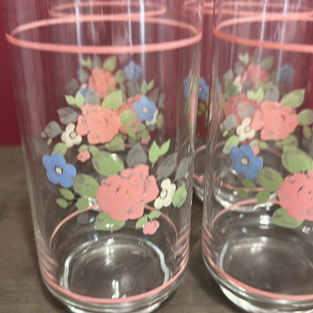 4 Pfaltzgraff tea rose drinking glasses